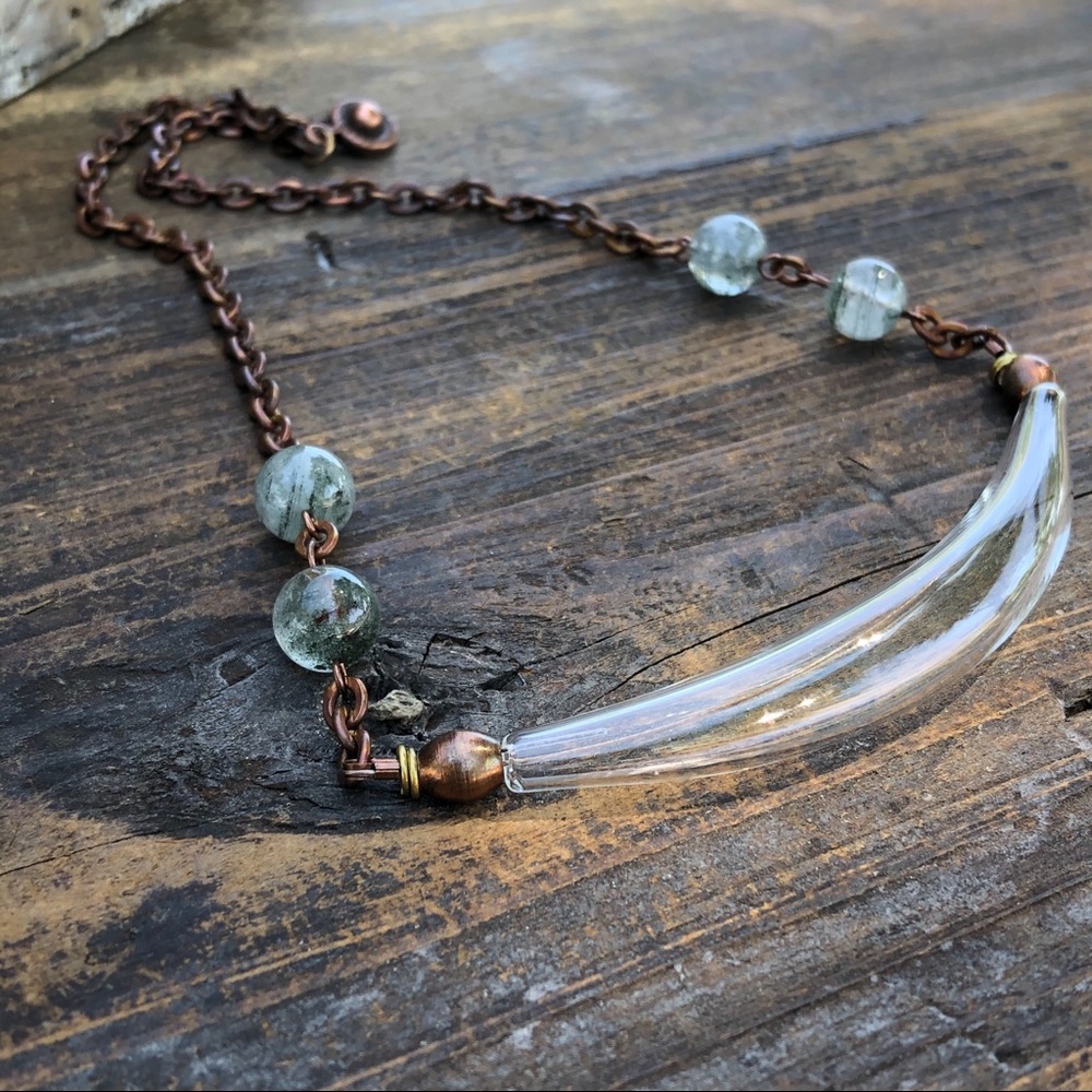 Elegant Glass and Copper Necklace